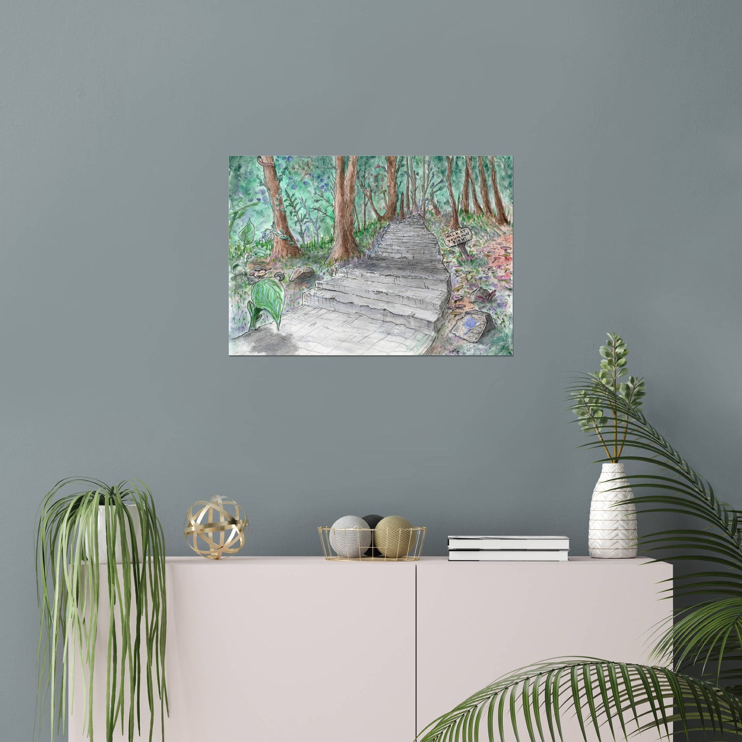 Forest Pathway | Museums-Quality Archival Fine Artprint | Stardust Harmonia Illustration | Mixed Media Painting