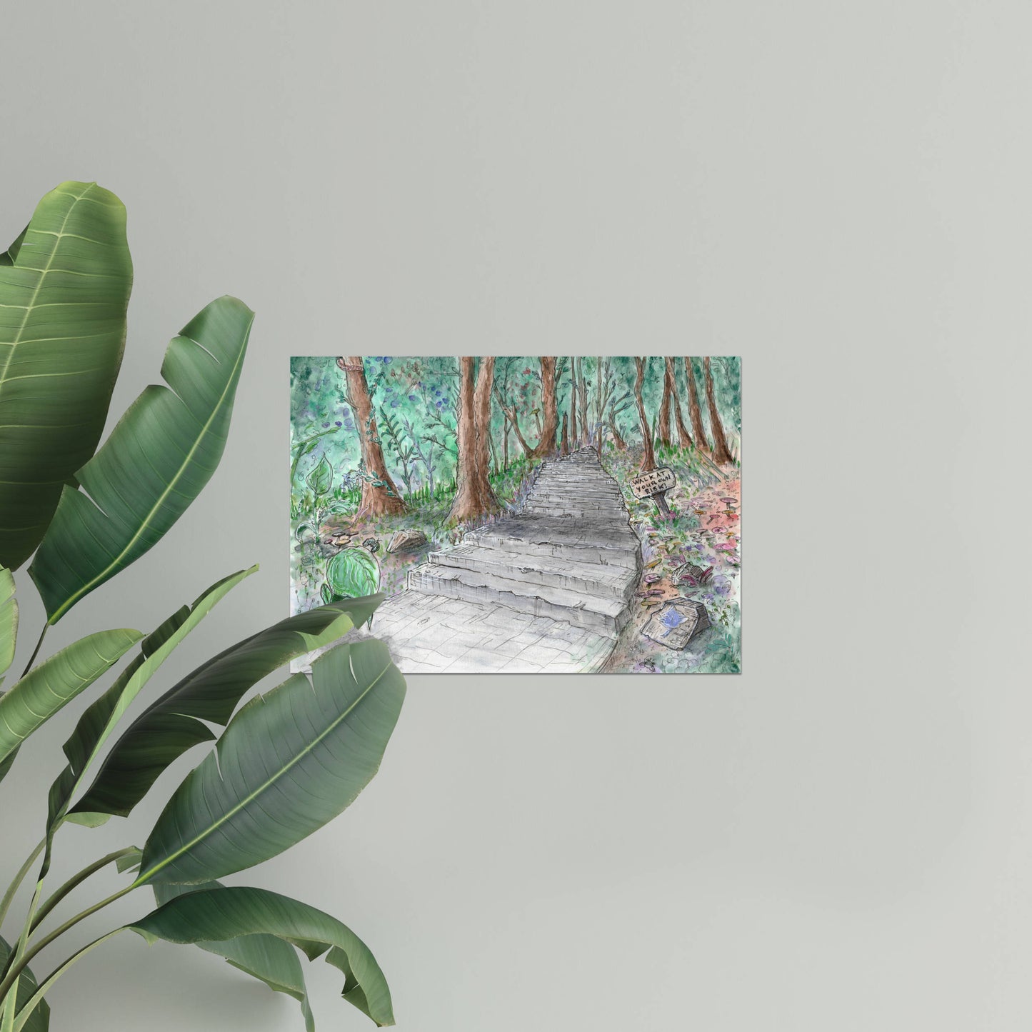 Forest Pathway | Museums-Quality Archival Fine Artprint | Stardust Harmonia Illustration | Mixed Media Painting