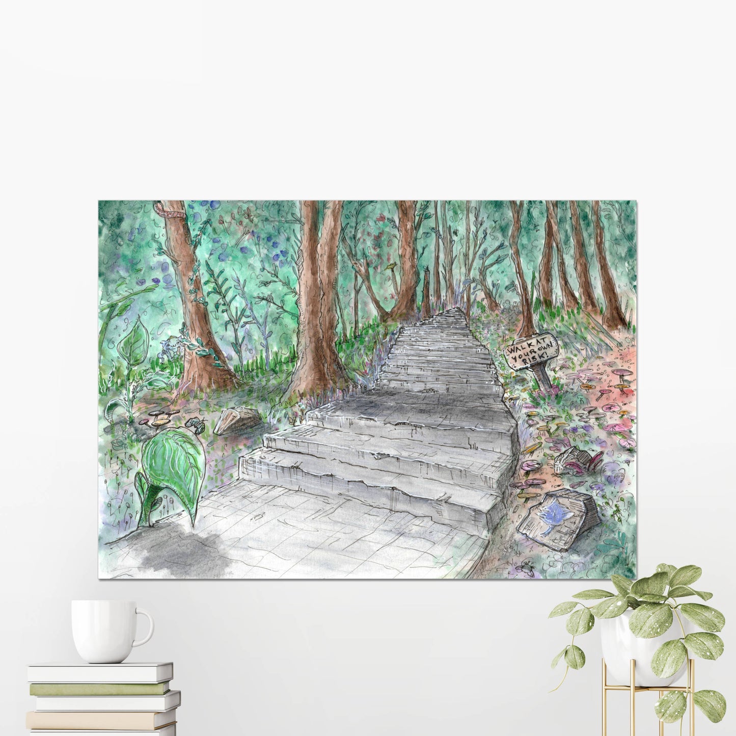 Forest Pathway | Museums-Quality Archival Fine Artprint | Stardust Harmonia Illustration | Mixed Media Painting