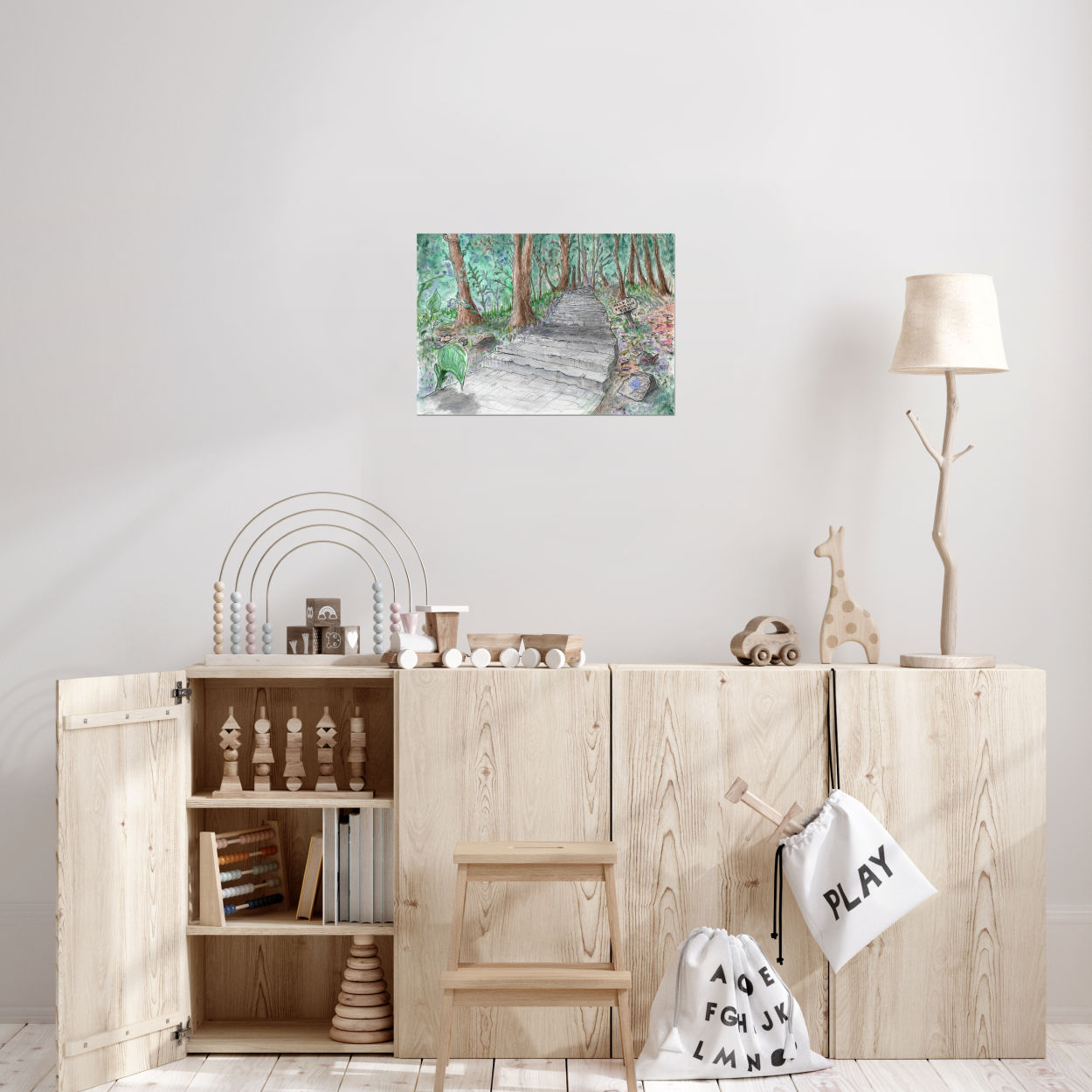 Forest Pathway | Museums-Quality Archival Fine Artprint | Stardust Harmonia Illustration | Mixed Media Painting