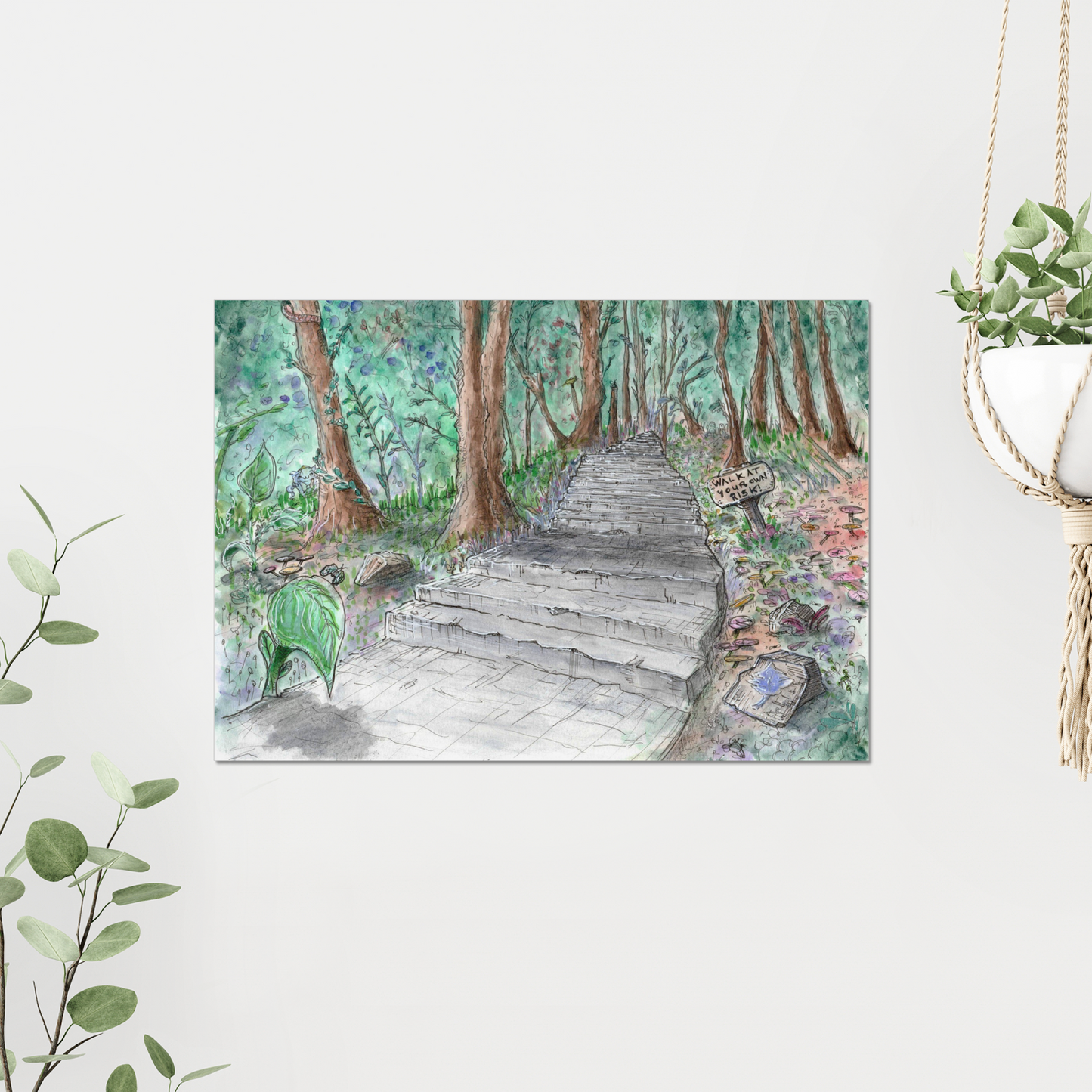 Forest Pathway | Museums-Quality Archival Fine Artprint | Stardust Harmonia Illustration | Mixed Media Painting