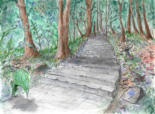 Forest Pathway | Museums-Quality Archival Fine Artprint | Stardust Harmonia Illustration | Mixed Media Painting